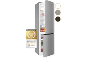 Exquisit Kühl-Gefrierkombination KGC265-70-NF-040C inoxlook | 253 L Volumen | Kühl Gefrierkombination No-frost | Türanschlag wechselbar | Kühlgefrierkombination freistehend