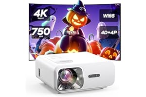 【AI Auto Focus/ Auto 4D Keystone】Proyector 4K WiFi6 Bluetooth 28000 Lúm Full HD 1080P Jimveo 4K Proyector Soporte Función Zoom Cine en Casa con Evitación Objetos [Adaptación Pantalla] para IOS/Android