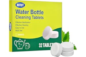 HOTUT Pastiglie per la Pulizia Bottiglie, 32 PZ Bottle Clean Tablets, Pastiglie Igienizzanti per Bottiglie, Pastiglie Effervescenti per Bottiglie, Borracce e Thermos in Acciaio Inox, Vetro e Plastica