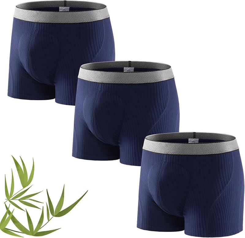 Carer Confezione da 3 Boxer per Incontinenza Uomo in Bambù 160 ml Capacità di Assorbimento Biancheria Intima Lavabile Antiperdita Morbida Traspirante Riutilizzabile Blu, Taglia XL