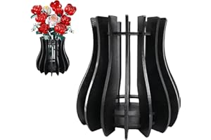 FloralGrace 1 Stück Puzzle Holz Vase Set für Rosen Kirschblüten Sonnenblumen Tulpen Narzissen Lotus Blumenvase für Sträußchen Anordnung Heimdeko für Erwachsene (Schwarz)