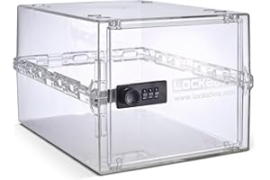 ‎LOCKABOX Lockabox One™ | Premium abschließbare Aufbewahrungsbox | Mittelgroße Box mit Zahlenschloss für Lebensmittel, Medikamente & Sicherheit im Haushalt | Außenmaße 31 x 21 x 17 cm (Kristall)