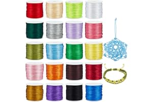 PH PANDAHALL PandaHall Ele 30m/Rouleau 20 Couleurs 1mm Fil de Nylon Corde de garnure en Nylon satiné Rattail pour Collier Bracelet Perles Noeud nois Kumihimo