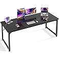 Huuger Modern Simple Office Desk, 63 Inch, Gaming & Writing Desk with Storage, Large Legroom, Metal Frame, Black