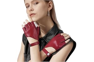GSG SINCE 1998 GSG Fingerlose Lederhandschuhe Damen aus echtem Leder Ungefütterte Halbfinger-Fahrhandschuhe aus Schaffell W200103