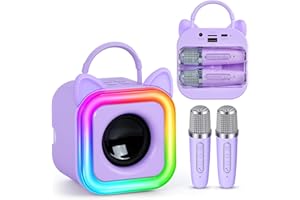 POPTREND Mini Karaoke Machine for Kids Adults, Wireless Karaoke Microphone Portable Bluetooth Speaker Player Gifts Toys for Girls 3,4, 5, 6, 7, 8, 9,10+Year Old Birthday Home Party (Purple)