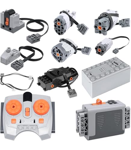 Kit Power Functions 8 Pièces – Moteurs L/M, Servomoteur, Télécommande, Batterie – Compatible Grandes Marques De Construction