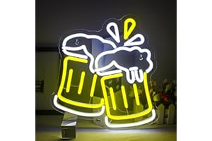 ‎INEONLIFE Bier Neon Schild Gelb Cheers Neon Lichter Led Bier Geformte Neon Schild Weiße Bar Licht Leuchtreklame Neonlicht (Beer cheers)