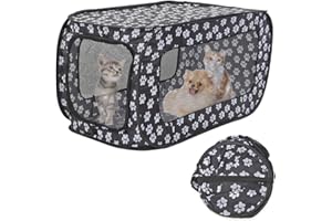 LKJYBG Tragbarer Faltbarer Haustier Laufstall, tragbare Katze Hunde Kiste, Wasserabweisende Schattenabdeckung, für Hündchen, Katzen, Hasen, drinnen und draußen, Reisen, Camping