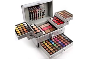 Pure Vie® 132 Colori Palette Ombretti Cosmetico Tavolozza per Trucco Occhi con Correttore Blush e Lucidalabbra - Adattabile a Uso Professionale che Privato