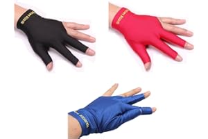 ZXJOY 3 Finger Billiards Gloves Snooker Pool Cue Shooters Men And Women For Left Hand，3 Pieces