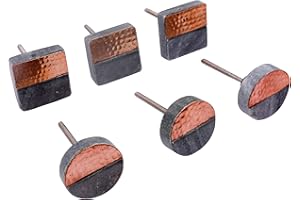 Nacnic Set von 6 Quadratischen und runden Steinknöpfen. 40 mm | Wunderschöne Knöpfe in Blau und Gold | Ideal für Kleiderschränke, Schränke, Schubladen, Türen ... Elegante Mehrzweckgriffe.