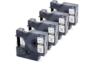 MarkField Ruban compatible pour Dymo Rhino Étiquettes Industrielles Vinyle 12mm x 5,5m, Noir sur Blanc, 18444 Compatible avec Dymo Rhino 5200, 4200, 6000, 4-Pack