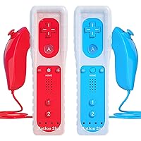 TechKen 2 in 1 Wii Telecomando Motion Plus Wii Remote Game Controller e Nunchuk Controller per Wii e Wii U con Custodia in Si