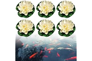 ‎KOIROI KOIROI Schwimmende Blumen, 6 Stück Künstliche Seerosen, Schwimmende Seerose Klein, Künstliche Blumen White Lotus Simulation Schwimm Teich Lotus für Aquarium Terrasse Garten Pool Garten Teich (Weiß)