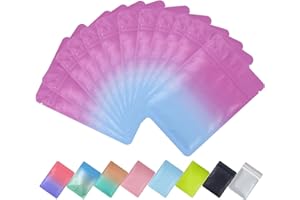 Plaphy 100 Bolsas Zip Herméticas Planas, Bolsas Mylar Coloridas con Cierre Resellable, Bolsas de Aluminio Autocierre para Empaque y Almacenamiento de Alimentos (Morado y Azul, 7 x 10 cm)