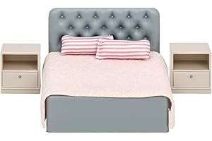 LUNDBY Dolls House Furniture Bedroom Set – Doll Bed – Doll House Accessories for 11cm Mini Dolls – 6 pieces, Age 3+ Scale 1:18