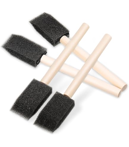 Set De 35 Pinceaux éponge Manche Bois - Tampons Ronds Et Fleurs, Pour Peinture, Artisanat, Activités Enfants - 10