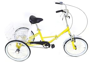 Ethedeal 20" triciclo per adulti con cestino per la spesa, singola velocità 3 ruote per anziani triciciclo cruise bike, comoda bicicletta per sport all'aria aperta