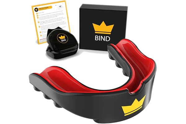 Bind Protège Dents Junior avec Gomme de Protection | Equipement de Sports pour Les Enfants et Les Ados | Boxe, Hockey, Rugby, Football Américain et MMA | Thermoformable et Gel Dentaire