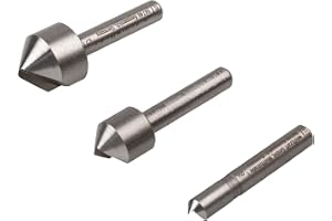 wolfcraft Försänkare i Verktygsstål - Set med 3 st. och Runt Skaft | Tre precisionsförsänkare för trä, plast och icke-järnmetaller. Slitstarkt verktygsstål för jämna resultat. 2504000