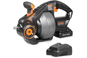 DOMINOX Electric Drain Auger with 7.6m Plumbing Snakes, Snake Drain Clog Remover for Unclogging Toilet, Sewer, Bathroom, Sink Drain Pipes（Batteries Included）