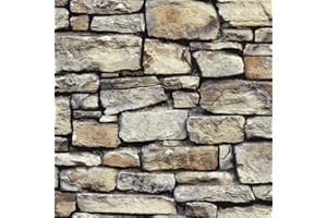 Arthouse Wallpaper Cornish Stone Photographic Effect Realistic 3D Rustic Brick for Living Spaces & Feature Walls, Kitchen Bedroom Hallway Dining Room 10.05m x 0.53m Roll 668901