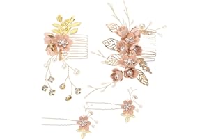 Toyvian Peine para el Cabello Nupcial - Accesorios para el Cabello de Diamantes de imitación con Clip para el Peine de la Boda para la Dama de Honor de la Novia (púrpura) (Rosa)