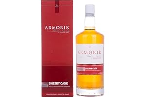 ARMORIK - Sherry Cask Bio - Whisky Single Malt - Origine : France/Bretagne - Notes d'épices & de poire - Vieilli en fût de Sherry Oloroso - 46% Alcool - 70 cl