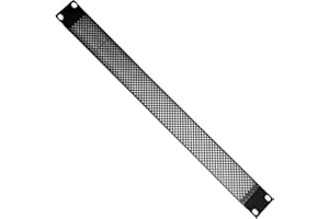 LOOPS 19" 1U Ventilated Mesh Blanking Rack Patch Panel – Vented Equipment Data Cabinet Module Plate Mount – Black Metal Cooling Empty Unit Cover & Fixing Screws