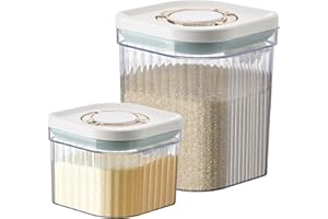 PORFOYO Milchpulver Aufbewahrungsbox, 2 Stück Milchpulver Box Mit Löffel, Milchpulver Behälter Tragbare Aufbewahrungsbox für Babynahrung Proteinpulver Obst und Lebensmittel Abnehmbar Einhandbedienung