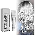 Silver Gray Natural Hair Dye Cream, Metallic Silver Gray Hair Dye, Unisex Fashion Hair Cream, Natural Hair Color, Glossy Conditioning (1PC, 100ml)
