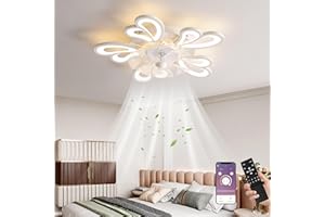 MiiR Leise Deckenventilator Mit Beleuchtung, LED 50W Dimmbare Deckenlampe Mit Ventilator Mit Fernbedienung Und APP, 6-stufige Windgeschwindigkeit Deckenleuchte Für Schlafzimmer Wohnzimmer Lampe