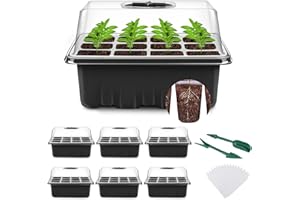 YAUNGEL Mini Serre pour Plantes, 6 Pièces 72 Cellules Intérieure Plateau Semis Bac à semis Pépinière Boîte de Culture avec Couvercle et Ventilation Durables, Noir