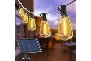 litogo 13M Guirnaldas Luces Exterior Solar, 15+1 ST38 LED Bombillas Solares Exterior Jardin IP65 Impermeable, 4 Modos Guirnalda Luces Led Solar Exteriores para Terraza, Patio, Fiestas, Blanco Calido