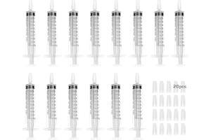 KINGOZOYI Siringhe da 10 ml, 20 Pezzi Senza Ago, Sterile Siringe 10ml con Cappuccio per L'alimentazione di Piccoli Animali Domestici e Laboratorio di Scienze