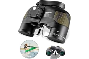 Binocolo LAKWAR 10x50 per Lunghe Distanze, Binocoli Compatti per Adulti con Bussola e Telemetro, Binocoli di Ad alta potenza con Prisma BAK4, Impermeabili per Osservazione Uccelli Caccia