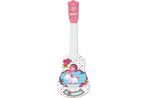 Lexibook Universal Moi, Moche et Méchant 3 Agnès & Fluffy Ma première Guitare, 6 Cordes en Nylon, 53 cm, Guide Inclus, Rose / Blanc, K200DES1