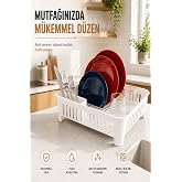 Sas Haus Bulaşıklık Tezgah &Uuml;st&uuml; Tabak Bardak Kurutmalık Plastik Bulaşık Sepeti 33x41 cm Beyaz S-10567