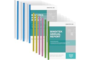Binditek 12 Pack Report Covers with Sliding Bar, Clear A4 Size Paper Resume Covers Presentation Folders File Document Binder, 25 Sheet Capacity, 5 Assorted Colors