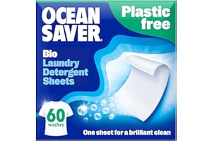 OceanSaver Eco Laundry Detergent Sheets | Bio | Eco-Friendly, Biodegradable & Freshly Scented | Zero-Waste & Removes Tough Stains | Vegan, Plastic & Cruelty-Free | Plant Based Formula (60 Washes)