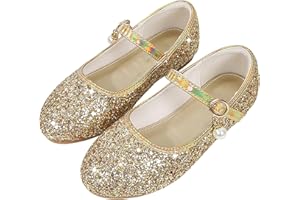 SRTUMEY Princess Shoes, Girls Mary Jane Shoes Toddler Kids Glitter Sparkly Dress Up Sandals Wedding Party Birthday Gifts
