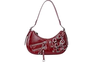 ACUYE - Borsa a tracolla Y2K hobo da donna, borsa a mezzaluna Y2K, con tracolla regolabile in pelle e maniglia superiore, pochette