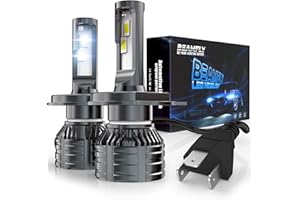 BEAMFLY Lampadine LED H4 16000LM, 9003 HB2 Kit Fari Auto 100W Alta Potenza, 6000K Luce Bianco Forte