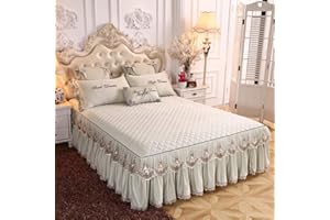 KJHG 3 Pieces Bed Skirt Bedspread Ruffle Bed Skirt Bed Valance Bed Throw with Ruffles Wrinkle Resistant and Fade Resistant Colour 1-180 x 200 cm (71 x 79 inches)
