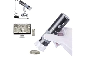 Cainda HD 4K 3840x2160P Cámara de microscopio Digital WiFi para iPhone Android Phone y Windows Mac PC, microscopio portátil inalámbrico con Soporte para Adultos y niños