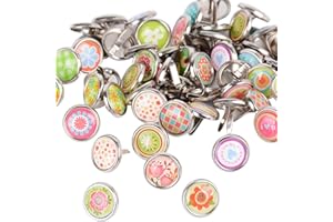 OKOIUM 50 Stück Mini Brads Metall Musterklammern Musterbeutelklammern Verschlussklammern Klammern mit Rundkopf metall Bastelklammern für Scrapbooking Basteln DIY Warensendung