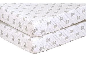 INDUS TEXTILES 100% Egyptian Cotton Cot Bed Fitted Sheet Thread Count 200 2 Pack - Teddy Grey - 70 x 140 cm