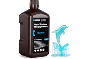 ELEGOO Resina 3D Lavable con Agua, 2kg Resin 3D Printer 405nm UV Curado Rápido, Resina 3D 2000g para Impresora 3D LCD/DLP/MSLA, Resina Fotopolímero con Alta Precisión y Bajo Olor, 2000g Azul Claro