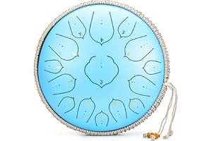IBVIVIC Tongue Drum en Acier à 14 Pouces 15 Tons, Handpan Clé D Tambour à Main Instrument à Percussion avec Maillets & Sac de Transport, Idéal Pour le pour la Méditation, le Yoga (Lac Bleu)